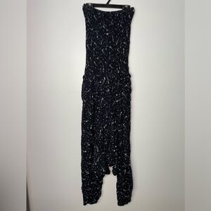 Black smocks star print harem boho jumpsuit